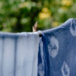 DIY Gardening - Fabrics with indigo paint and ornament in garden