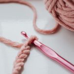 DIY Decor - Knitted piece and yarn with hook