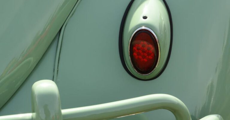 Vintage Modern - Rear of mint green classic car