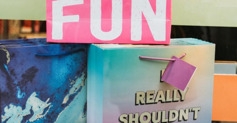 Valentine Sale - Have Fun inscription on gift bag in shop